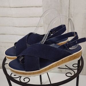 Marc Fisher Navy Sandals with Cork Sole Size 8.5
